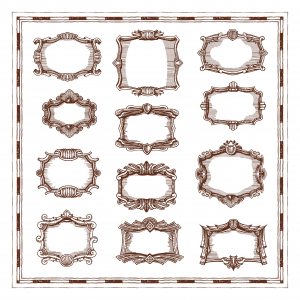وکتور قاب عکس منبت کاری با طرح خطی قهوه ای رنگ